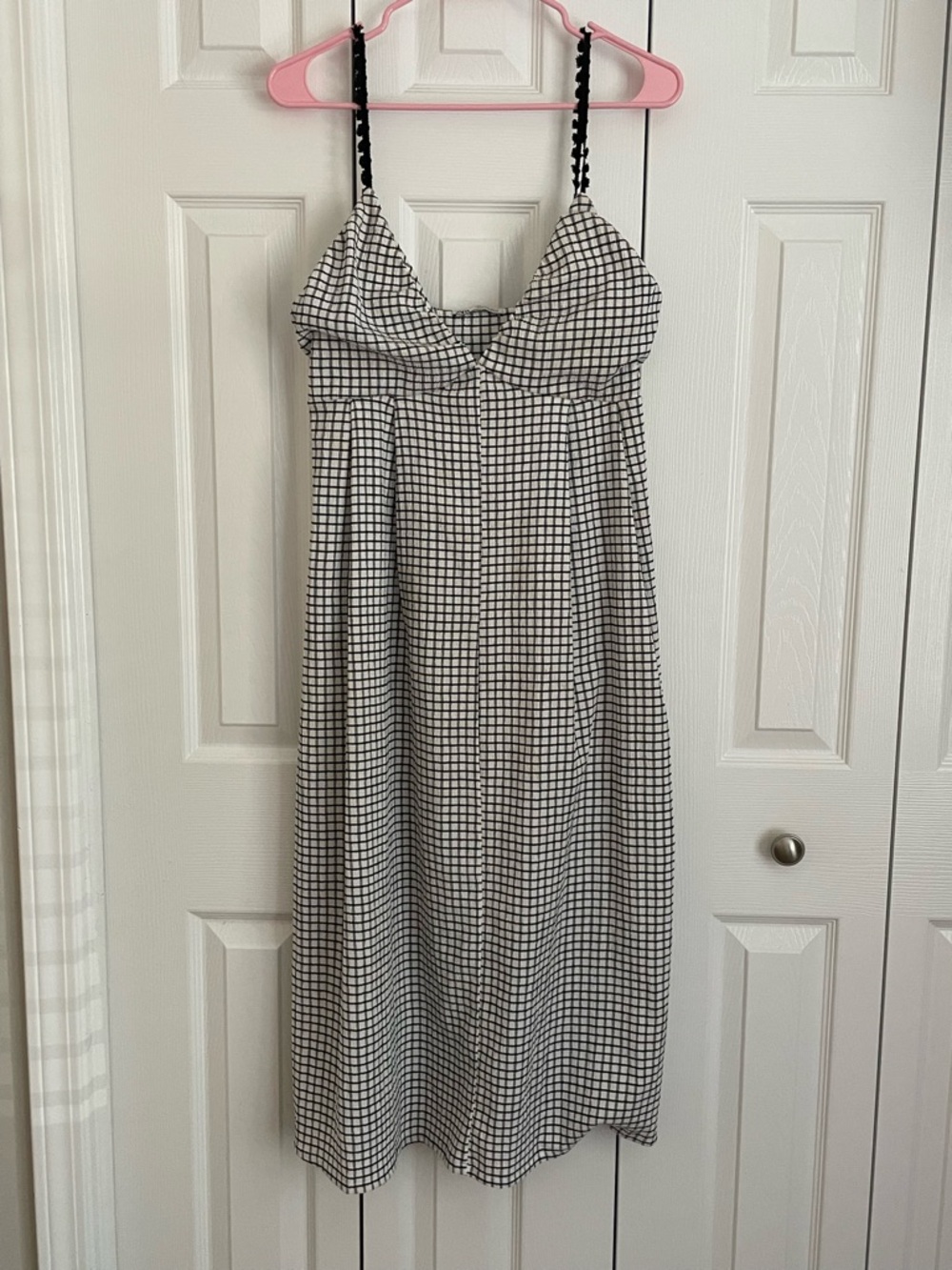 Zara Black and White Check Midi Dress